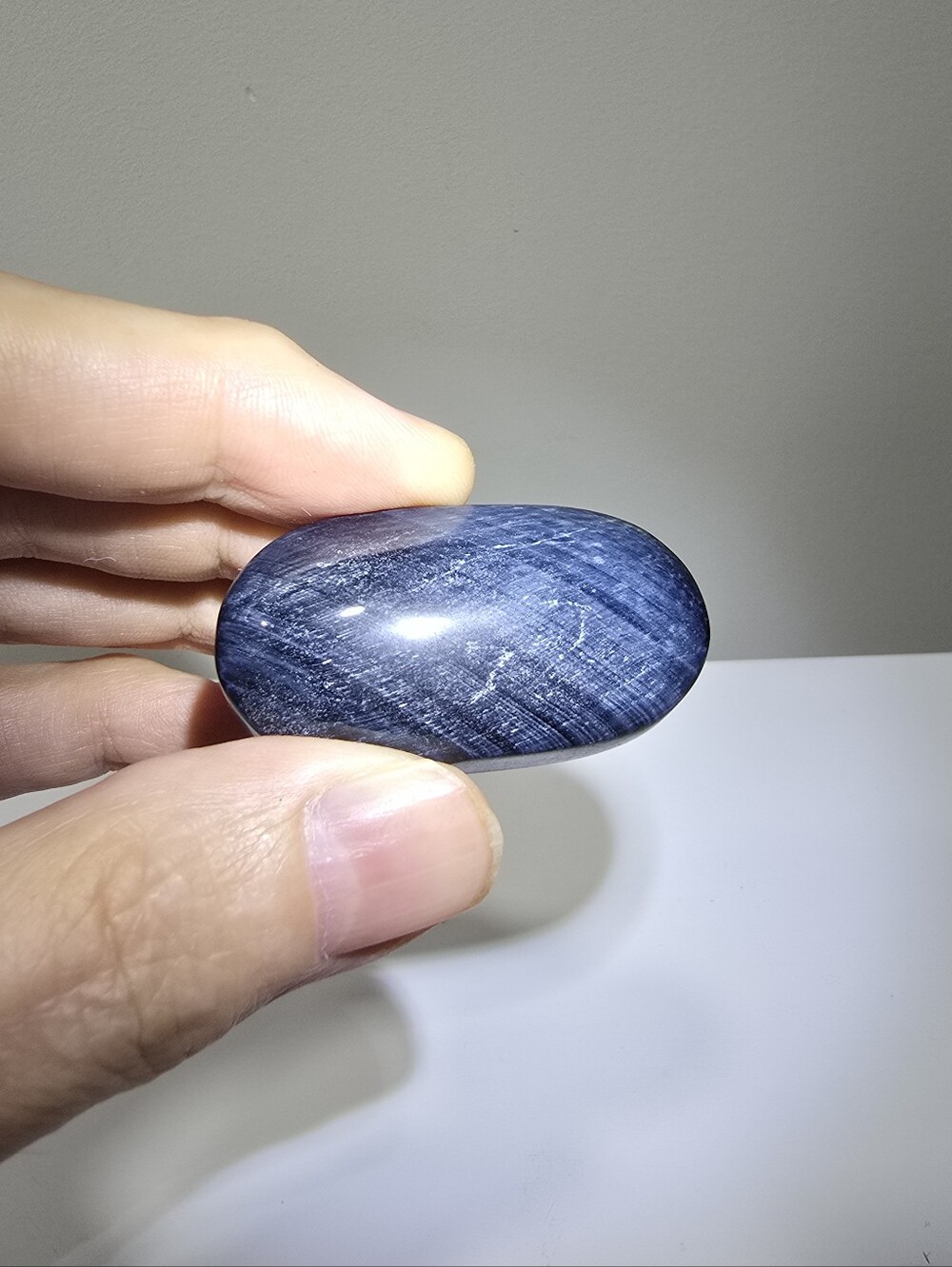 Blue Tigers Eye Crystal Palmstone #F